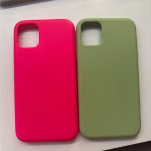 Silicone Phone Case Set - Pink and Green